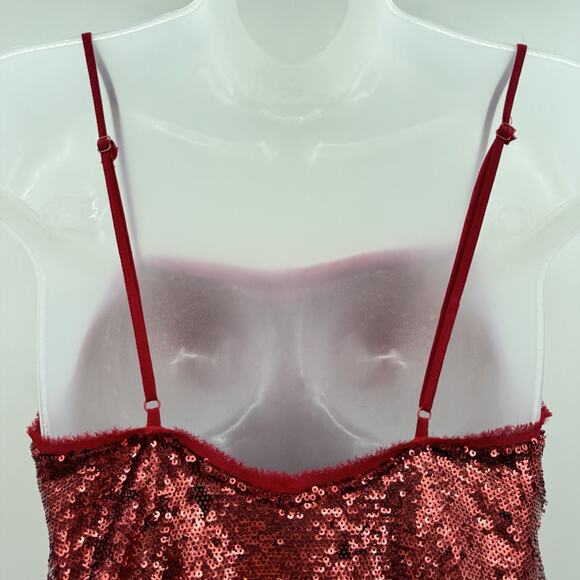 Free People Time To Shine Allover Sequin Slip Dress Size XS Red Mini Glam Grunge - Picture 8 of 13